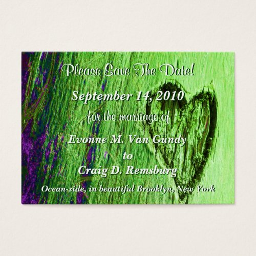 Single Heart Save The Date In Light Green Business Cards