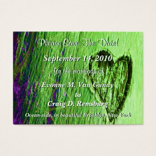 Customizable Single Heart Save The Date In Light Green Business Cards