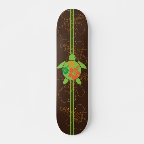 Single Honu Hawaiian Hibiscus Skateboard