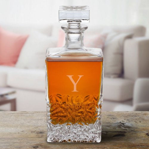 Single Initial 24 oz Rectangle Whiskey Decanter