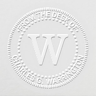 Single Initial Letter Monogram “from the desk of” Embosser