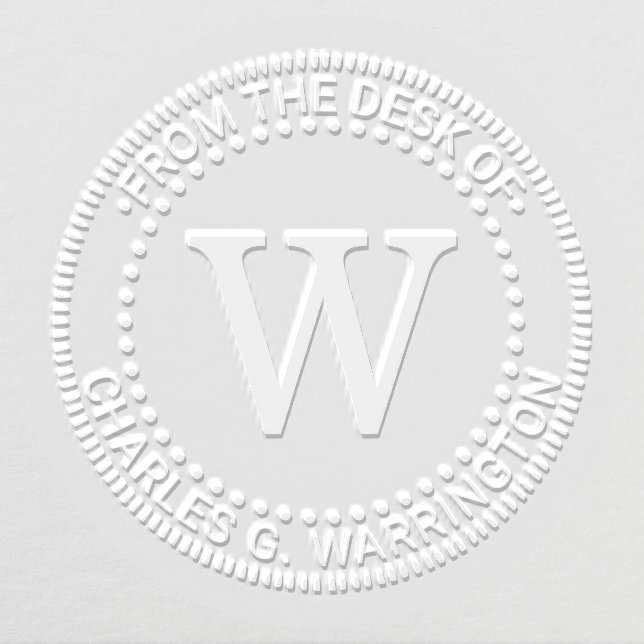 Single Initial Letter Monogram “from the desk of” Embosser (Design)