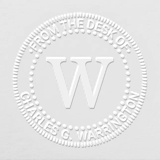 Single Monogram Single Initial Letter Monogram “from the desk of” Embosser | Zazzle