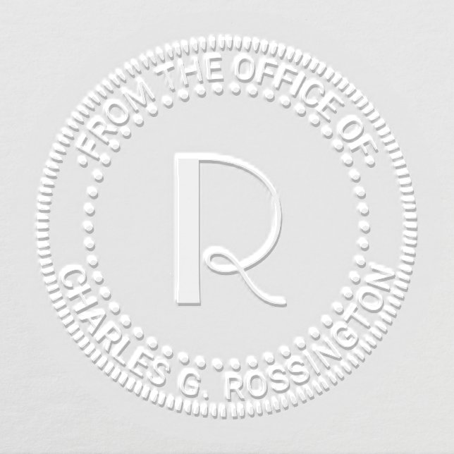 Single Initial Letter Monogram “from the office” Embosser (Design)