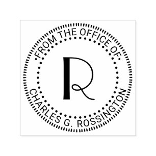Single Initial Letter Monogram “from the office” Self-inking Stamp