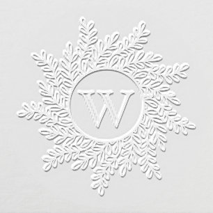 Single Initial Monogram Leafy Wreath Frame Embosser