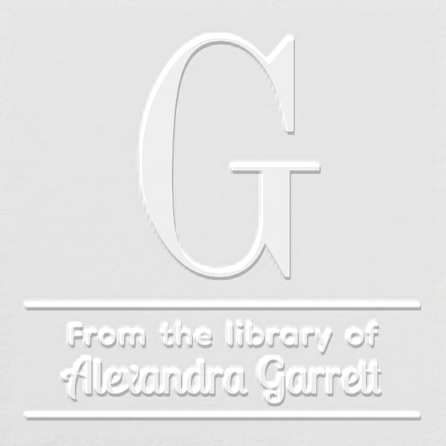  Single Initial Monogram Name #3 Library Book Embosser (Design)