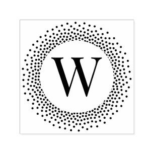 Single Initial Monogram Round Dotted Dots Frame #2 Self-inking Stamp