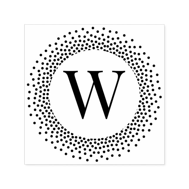 Single Initial Monogram Round Dotted Dots Frame #2 Self-inking Stamp (Design)