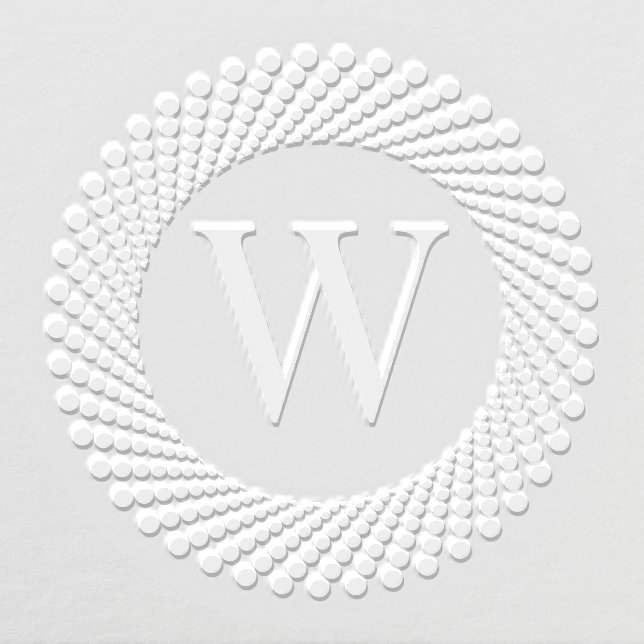 Single Initial Monogram Round Dotted Dots Frame Embosser (Design)