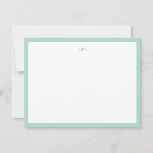 Single Initial Red White Navy Blue Striped Modern Note Card