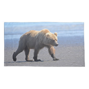 Single King Size Pillowcase of grizzly bear