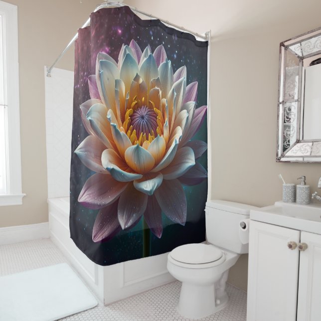 Single Large Flower Bloom in Multi-coloure Shades  Shower Curtain (In Situ)