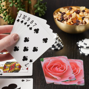 Single Large Pink Rose Up Close Poker Cards