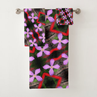 Single Lavender Clematis Flower Abstract Pattern Bath Towel Set