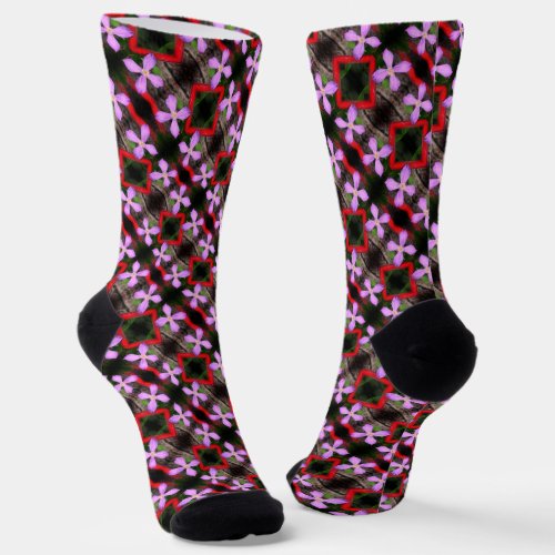 Single Lavender Clematis Flower Abstract Pattern  Socks