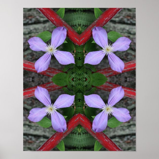 Single Lavender Clematis Flower Abstract  Poster (Front)