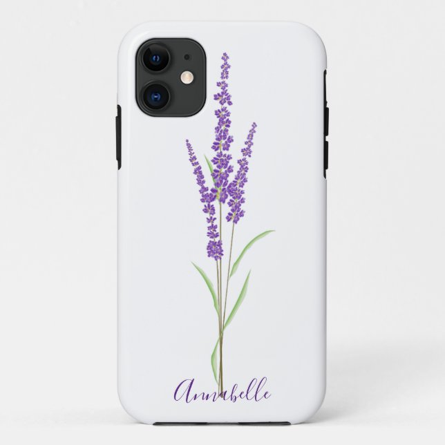 Single Lavender Stem | Personalized Case-Mate iPhone Case (Back)