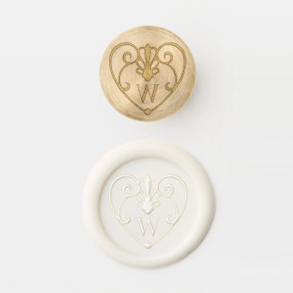 Single Letter Monogram in Stylish Curved Heart Wax Seal Stamp