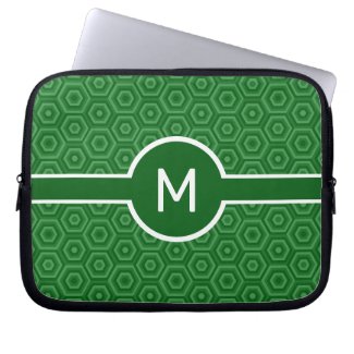 Single-Letter Monogram on Green Hexagons
