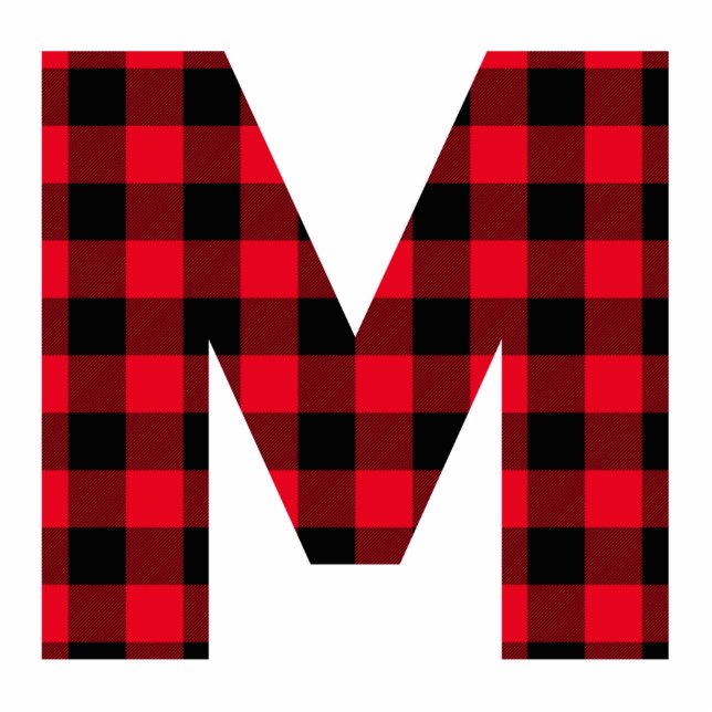 Single Letter Red and Black Buffalo Plaid Monogram Cutout (Front)
