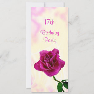 Single Lilac Rose 17th Birthday Invitation