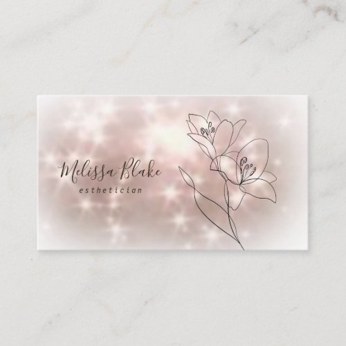 single line flower logo business card