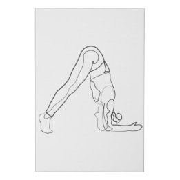 Single Line Yoga Pose Sketch Minimalist Line Art Faux Canvas Print