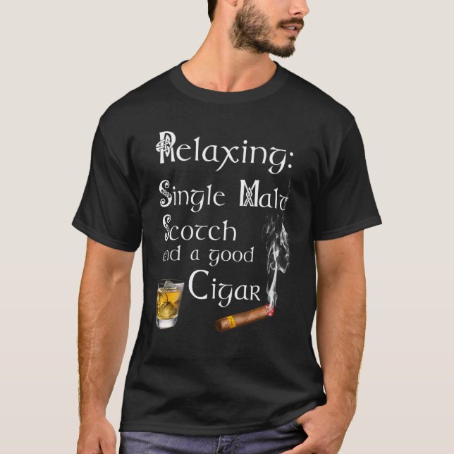 Single Malt Whiskey Cigar   For Men T-Shirt (Front)