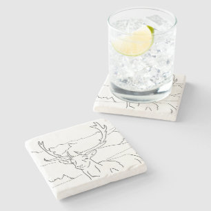 Single Marble Reindeer Coaster