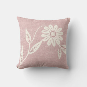 Single Mid Century Daisy Blush Pink Throw Pillow