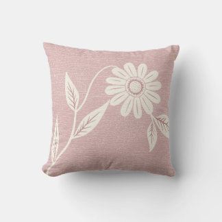 Single Mid Century Daisy Blush Pink Throw Pillow