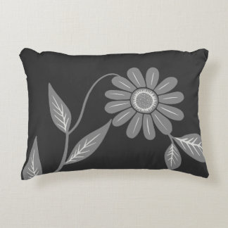 Single Mid Century Daisy Charcoal Accent Pillow