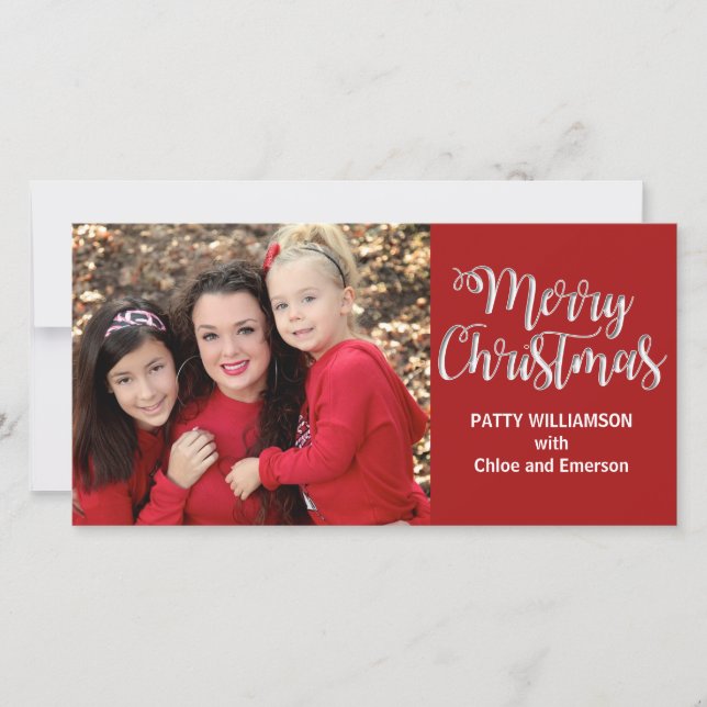 Single Mom Dad Parent Merry Christmas Photo Card (Front)