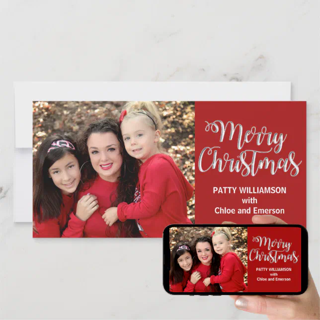 Single Mom Dad Parent Merry Christmas Photo Card | Zazzle