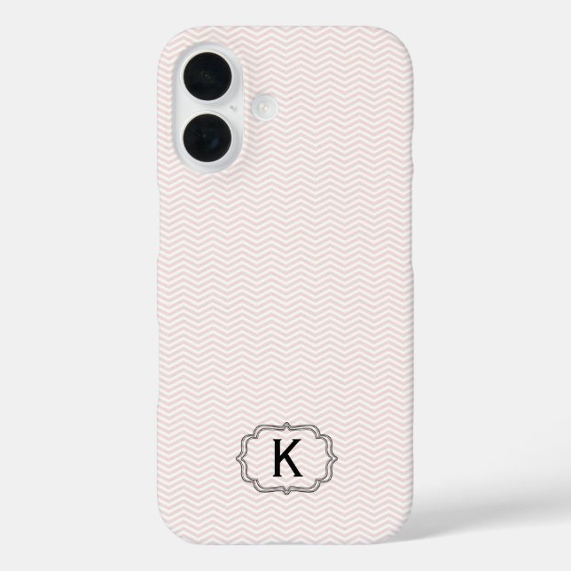 Single Monogram Framed on Pink Chevon Stripes  Case-Mate iPhone Case (Back)