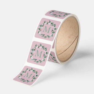 Single Monogram Letter Square Floral Frame Sticker