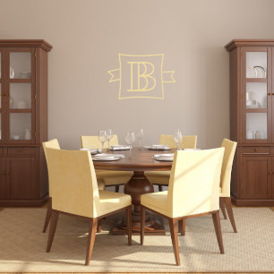 Single Monogram W/ Banner Medium Vinyl Wall Decal