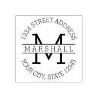 Single Monogram with Name and Return Address
