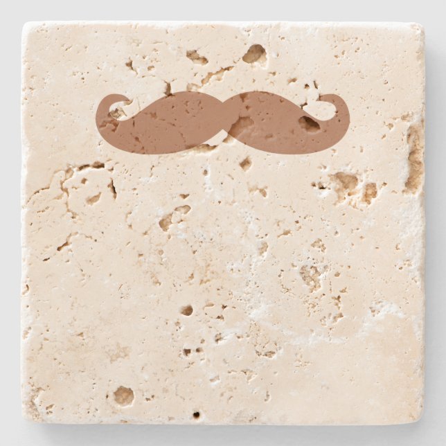 single mustache stone coaster (Front)
