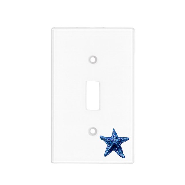 Single Navy Blue Starfish Light switch Plate (Front)