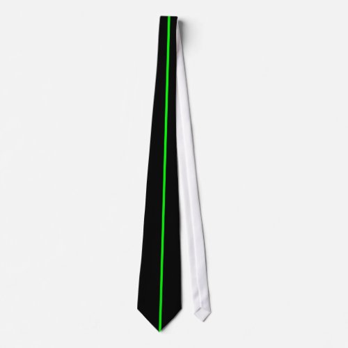 Single Neon Green Stripe on Black Tie