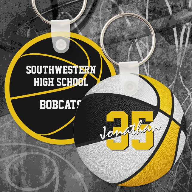 single or bulk order black gold custom basketball keychain (Creator Uploaded)