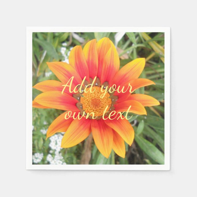 Single Orange Flower Custom Text Napkins (Front)