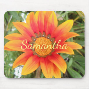 Single Orange Flower Personalised Mouse Pad