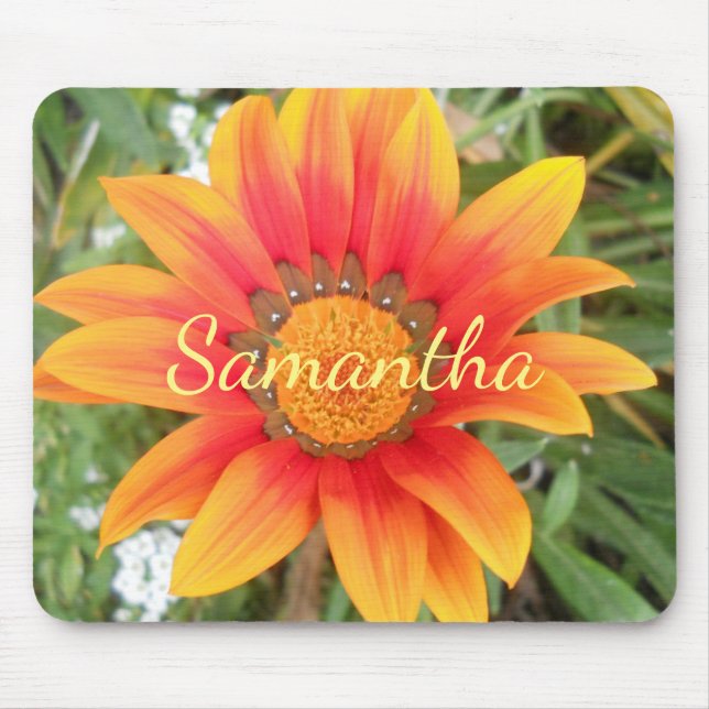 Single Orange Flower Personalised Mouse Pad (Front)