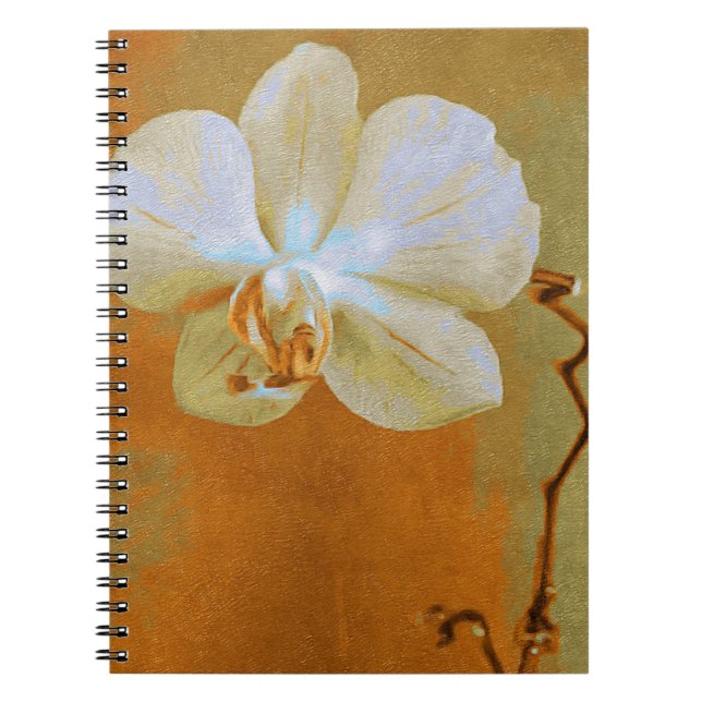 Single Orchid Flower in Shades of Orange Artwork Notebook (Front)