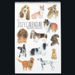 Single Page 2023 DOGS calendar, White Calendar<br><div class="desc">2023 wall calendar. prints from original paintings by Marietta Cohen</div>
