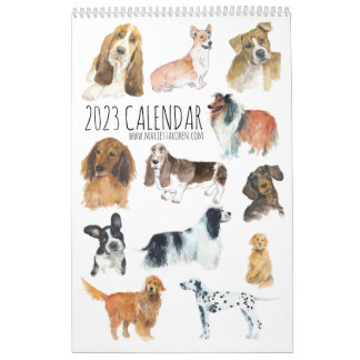 Single Page 2023 DOGS calendar, White Calendar