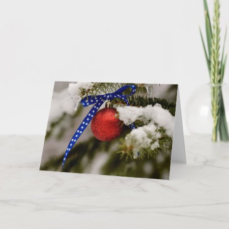 Single Patriotic Christmas Ornament Holiday Card